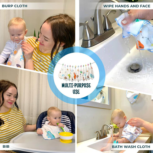 Set(12-Pack), Shower,9x9 Inches, Omilion Muslin Baby Washcloths Natural Cotton Infant Bath Towel, Soft Toddler Face