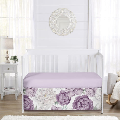 Sweet Jojo Designs Lavender Purple Boho Shabby Chic Floral Girl Baby Crib Skirt Bed Dust Ruffle Bedskirt Nursery