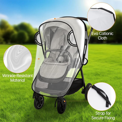 Eiszhjk Rain Cover Compatible with Nuna Stroller - Waterproof Stroller Rain Cover, Windproof Travel Weather Shield