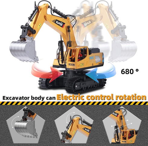 Boys,16 3-5 4-7 8-12 ViRockSign Remote Control Excavator Toys for Channel RC Excavator Construction Toys with Metal