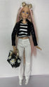 Eledoll Deluxe Fashion Pack - BOSS LADY Clothes for 12" Fashion Doll, Black & White Houndstooth Set