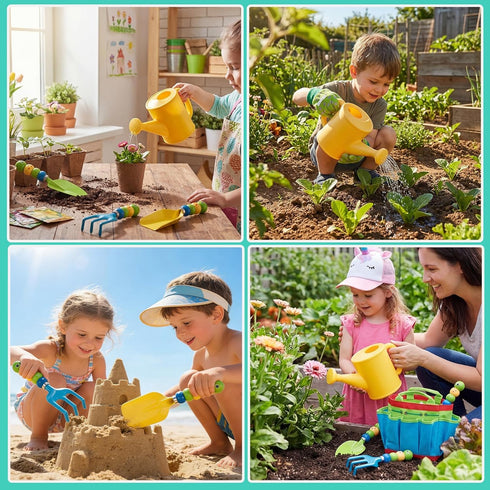 Set,6 Set FITNATE Green Kids Garden Tools PCS Gardening Tools for Kids Including Watering Can, Shovel, Rake, Fork