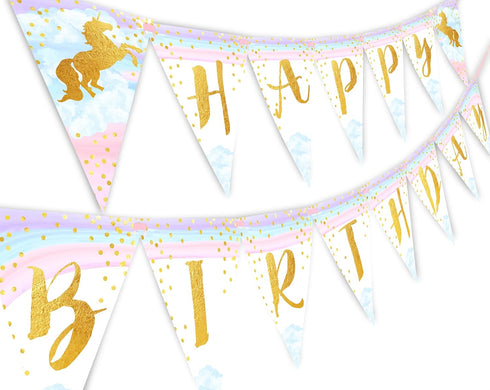 Magical Unicorn Rainbow Happy Birthday Banner, Pennant