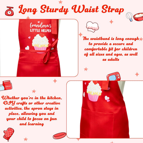 R HORSE Adults Kids Matching Apron Set | 2Pcs Adjustable Kitchen Apron with 2 Pockets | Gift for Cooking, Baking,