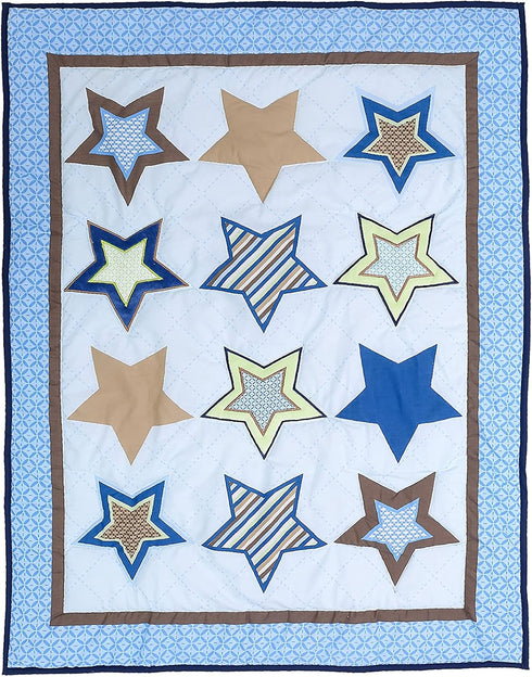 CribMATE Blue Star Nursery Crib Quilted Comforter 1 PC Baby Girl/Baby Boy Crib
