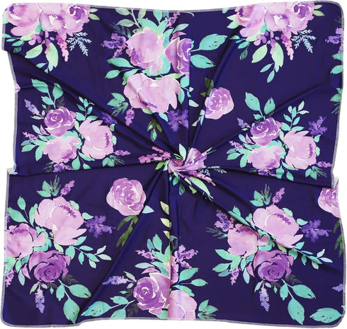 Newborn Swaddle Blanket with Beanie Set, Soft Stretchy Blanket for Baby Boys and Girls, 0-3 Months, Purple Flower