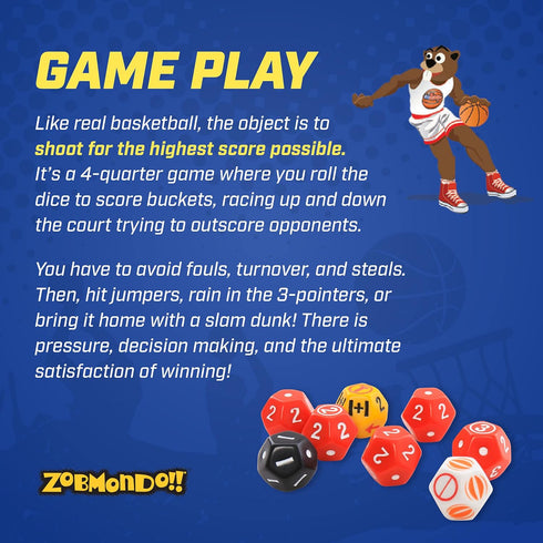 Zobmondo!! GoHoops Basketball Dice Game for Families, Kids, and Fans