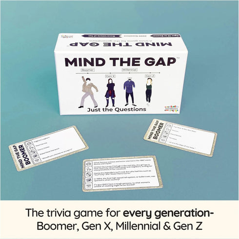 Mind The Gap Just The Questions Expansion Pack - 1000 New Questions for All Generations + 50 New Challenge Cards