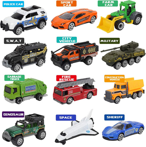 Oriate Diecast Toy Cars Set for 3-8 Year Old Boys, 12 Pack Mini Metal Cars 1/64, Blind Box Edition