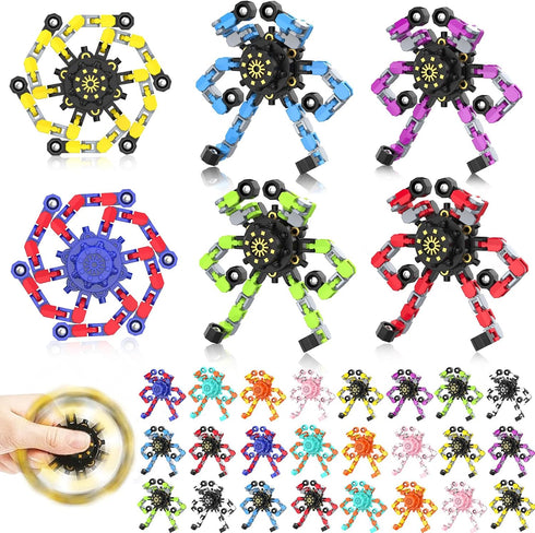 YIZER Easter Basket Stuffers Transformable Fidget Spinners,30PCS Funny Sensory Fidget Toys Deformable Chain