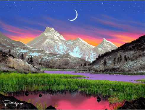 Bits and Pieces 500 Piece Jigsaw Puzzle for Adults, 18" x 24" Evening Magic Nighttime Mountain Landscape