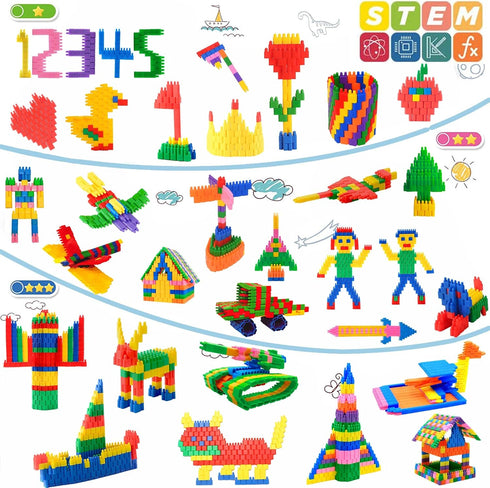 Kids 600pcs Set Building Blocks Construction Toy, Learning Playset STEM Educational Kit for Preschool Kindergarten