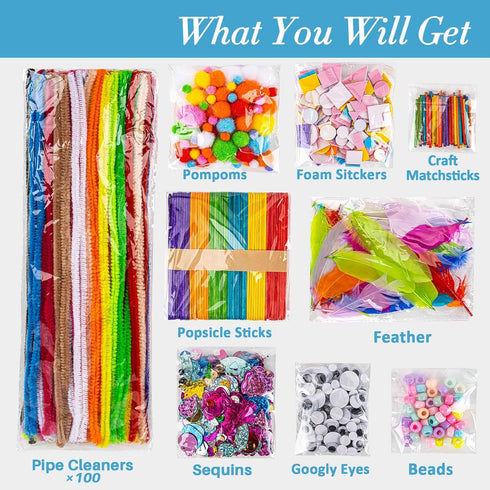 RAINFLOW 1700+ Set Arts & Crafts Supplies - Craft Kit,Supplies & Materials for School,Classroom,Family, Party, DIY, Art