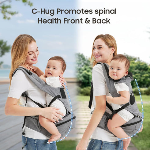 2-in-1 6 Baby Carrier with Hip Seat | Adjustable Carrying Positions | M-Shape Hip Support Design | Breathable