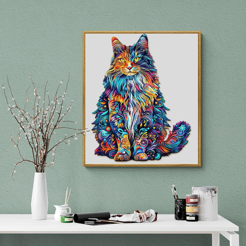Wooden Puzzles for Adults: Cat Puzzles, 220 Pieces Fun Kitten Shaped Wood Puzzles - Christmas Halloween Gifts