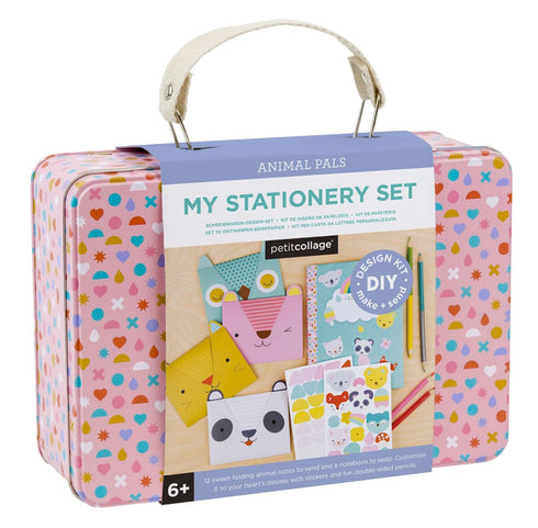 Petit Collage DIY Arts and Crafts Kit – Craft Kit for Kids Includes 12 Animal Notecards, 1 Blank Journal, 2 Sticker