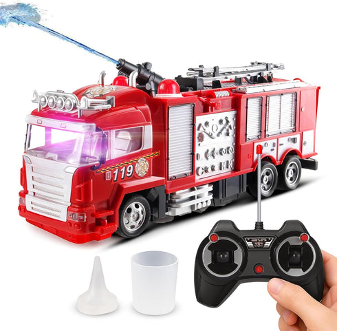 Liberty Imports RC Rescue Fire Engine Toy Truck Radio Control Electric R/C