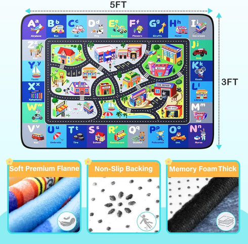 Diysani 3x5 (0.4in) ABC Rug, Toddler Play Rug Feet, Extra Thick Washable Baby Play Mat for Floor, Classroom Carpet