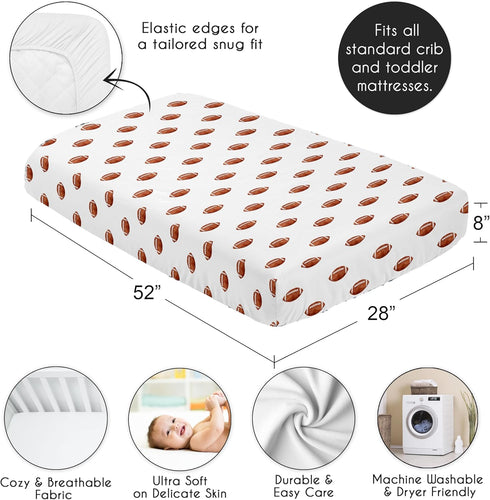 Sweet Jojo Designs Fitted Baby Crib Sheets (Football) for Boys, Infant Nursery, Toddler Room - Standard Size (Brown
