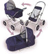 Badger Basket Toy Doll Pram Stroller - 3-in-1 for 22 Inch Dolls