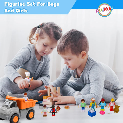 8 Toy Figures & Playsets, 2 Inch Play Peoples Set, Early Development Family Figurines for Kids 3+