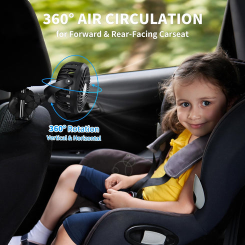 AMACOOL Battery Operated Stroller Fan, Flexible Tripod Clip On with 3 Speeds, Rotatable Handheld (Black)