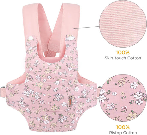 GAGAKU Baby Doll Carrier for Toddler Toy Baby Carrier for Dolls Accessories Doll Carrier for Little Girls - Pink (Pear