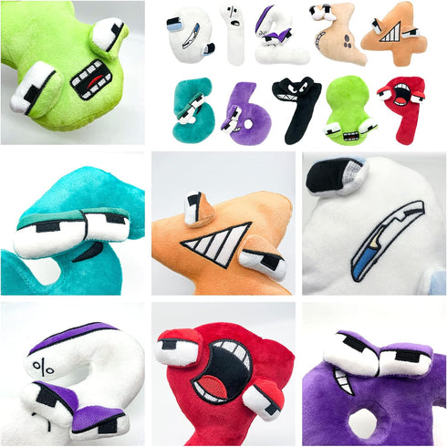Nume 10PCS Plush Throw Pillow Toy, Nume Plush 0-9 Stuffed Figure Doll for Kids and Adults, Birthday Gift Choice for Fans