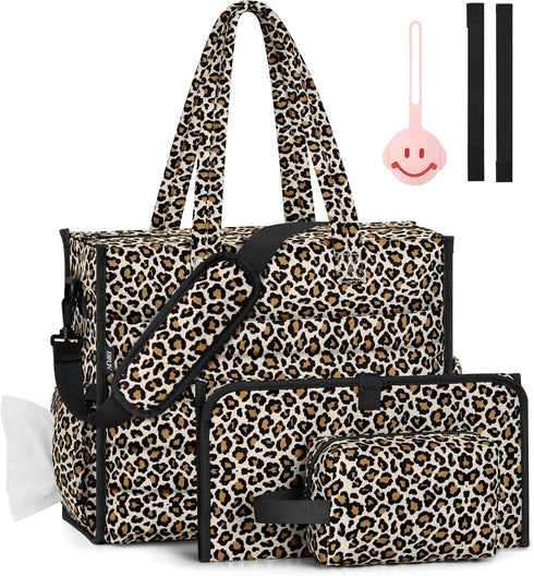 IBFUN Diaper Bag Tote for Baby - Large Baby Bag 4Pcs with