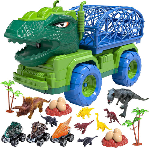 3-5, 8 3 6 3 4 5 6 7 TEMI Dinosaur Truck Toys for Kids Tyrannosaurus Transport Car Carrier Truck with Spray, Dinosaur