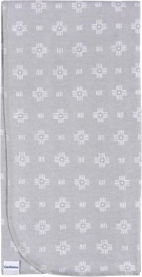 100% 30x30 Inches (Pack 4), Gerber Unisex Baby Cotton Flannel Receiving Blankets of Animals + Geos Neutral, One Size