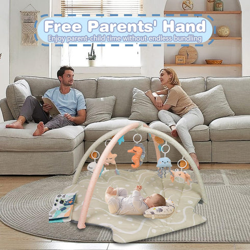 Tummy 6 0-6 Baby Play Mat, Oversize Shell Time Mat with Detachable Baby Activity Toys, Baby Gyms & Playmats for Babies