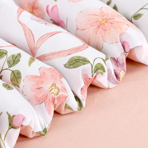 Set 4 Set TANOFAR Floral Toddler Bedding for Girls, Pieces Soft Microfiber Crib Bed Including Reversible Comforter