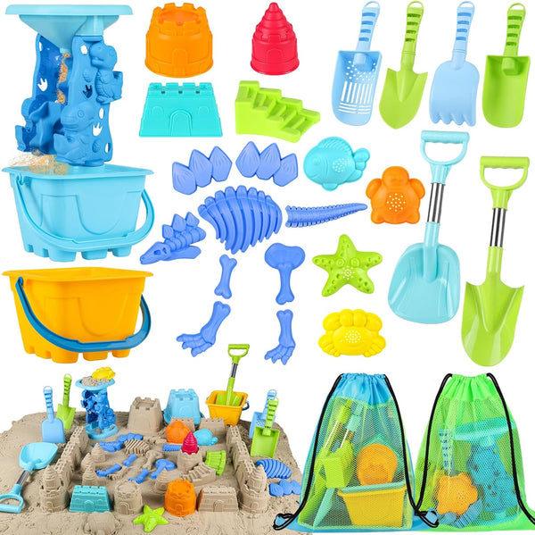 Oisacirg Beach Toys for Kids Toddlers, Sand Castle Toys with Bucket, Water Wheel,