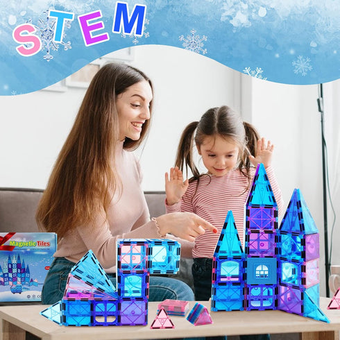 Magnetic Tiles Kids Toys, 47pcs Building Blocks for 3-8 Year Old Boys and Girls, Educational Fun