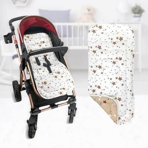 Baby Stroller Cushion, Infant Car Seat Insert, Reversible Universal Soft Newborn Stroller Mat, 100% Cotton Cover