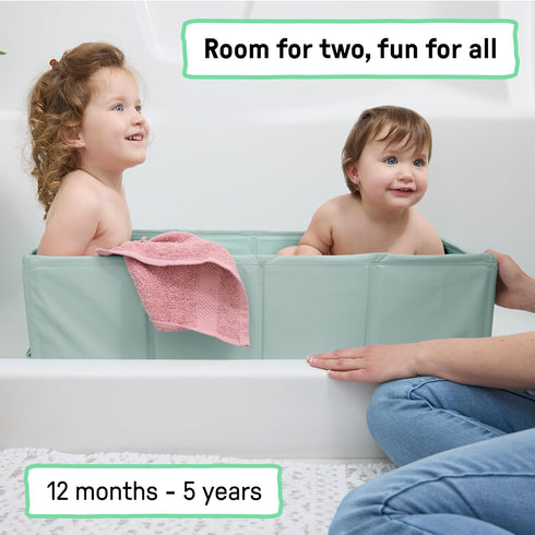 12M-5Y, Ingenuity Tuckaway Toddler Folding Tub, Converts Shower to Tub, Folds to Store, Easy to Clean, No Assembly