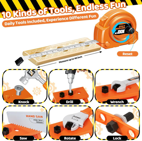 Set 46 3,4,5,6,7,8, Set Kids Tool PCS, Christmas Birthday Gifts for Kids Ages Toddler Tool with Portable Tool Box