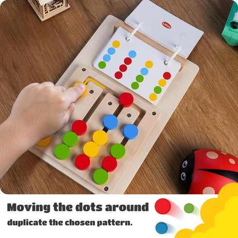 LiKee No-Lose-Parts Wooden Color Matching Slide Puzzle for 3+ Years Old, Montessori Learning Toys for Kids