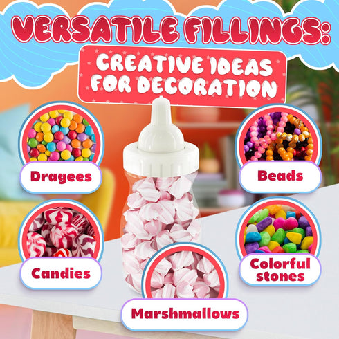 24 Pcs Small Bottles for Mom to Be Party Clear Fillable Milk-Shaped Containers for Candy, Figurines, Coins, Trinkets
