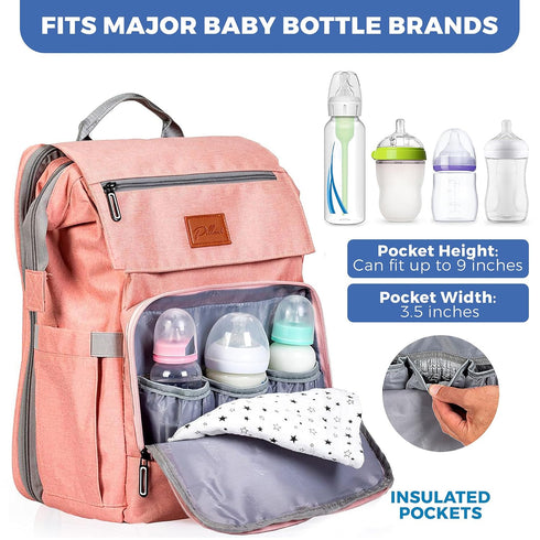 Backpack Backpack PILLANI Baby Diaper Bag - Large Bag for Boys & Girls, Waterproof Diaper - Travel Diaper Bags