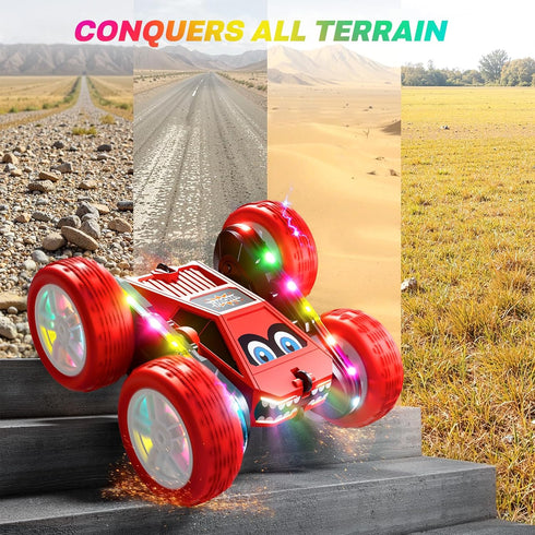 360 2.4 8-12 3+ WayEee Remote Control Car, Flips RC Stunt Car with LED Lights Strips, Type-C Charge Modular Battery