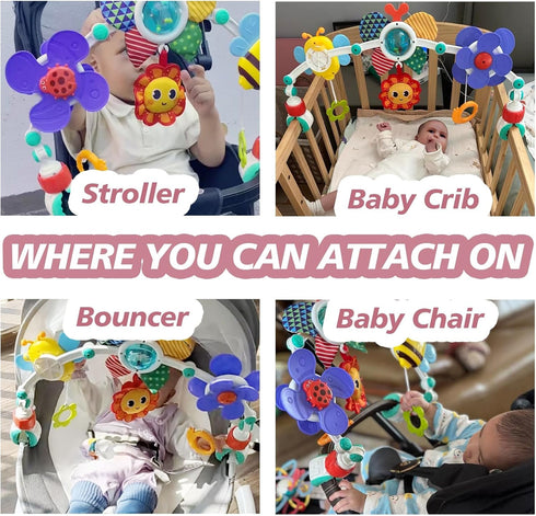 Baby Activity Arch Toy Bar for Stroller, Bassinets and Car Seat, Adjustable Crib Toys Hanging Attachment, Sensory