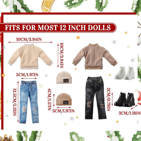 Bencailor 8 Pcs Doll Clothes & Accessories for 12 Inch Girls Doll, Includes Sweater, Pants, Shoes & Hat
