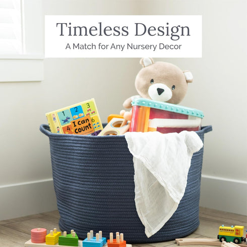 Natemia Extra Large Woven Storage Basket (20" x 20" x 14") - Baby Storage, Toy Organizer, Blanket Basket, Rope Baskets