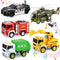 5 Pack Friction Powered Truck Toy Set (8 Inch), Including Garbage Truck, Construction Truck, Fire Truck, Police Car