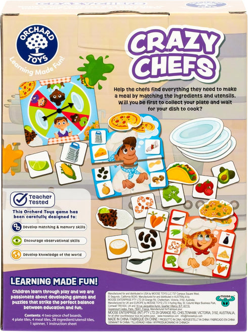 3-6, 2-4 Orchard Toys Crazy Chefs Game - New Art, Help The Crazy Chefs Gather Their Ingredients & Utensils to Prepare a