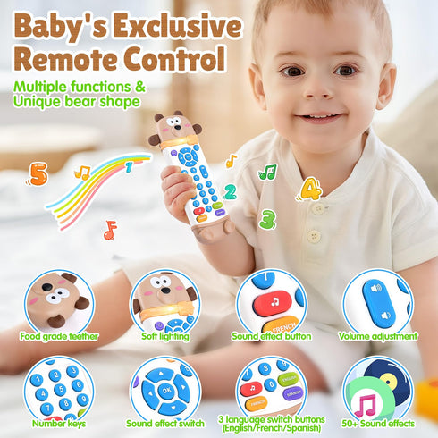 6+ Baby Remote Control Toy with Phone Teether & Teething Keys & Car Remote, Remote Teether for Baby with Realistic