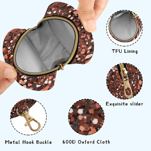 PYBUG Glitter Round Pacifier Storage Case, Polyester & TPU Lined with Hook Buckle, Pacifier Container Box for Baby