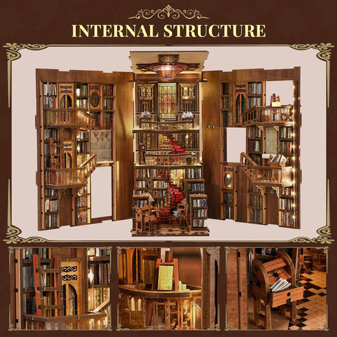 MiniCity Book Nook Kit, DIY Miniature House Dollhouse Kit for Adults and Teens, Booknook Tiny House Bookshelf Decor